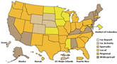 Bản đồ tình hình cúm tại Hoa Kỳ