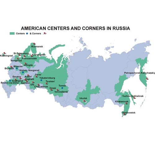 American Centers & Corners Map. State Dept. Image