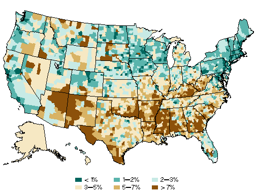 US Non-telephone service coverage from Census 2000