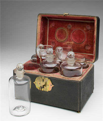 1700s Medicine Chest with glass bottles 