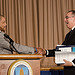 United States Department of Agriculture (USDA) Departmental Management Office of Human Resources Management Deputy Director William P. Milton, Jr. (left), welcomes United States Department of Defense Civilian Personal Policy and Chief of Human Capital Officer Pasquale Tamburrino, Jr. (right), to the podium during the Work Force Recruitment Program’s (WRP) Your Key To Hiring Student Interns and Employees with Disabilities event