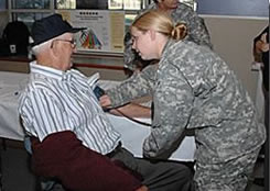 Retiree gets blood pressure checked at Retiree Appreciation Day.