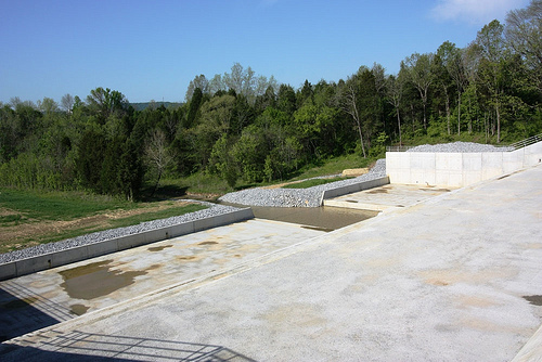 The renovated Fox Creek flood control dam in Kentucky.