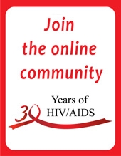 Image of a red ribbon. Join the Online Community. 30 Years of HIV/AIDS