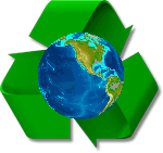 Graphic: earth surrounded by recycle arrows.
