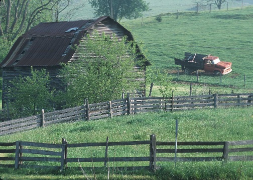 pastureland with barn