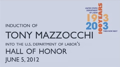 Still image from the Introduction of Tony Mazzocchi Into the U.S. Department of Labor's Hall of Fame Video.