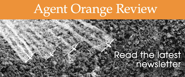 Agent Orange Review. Read the latest newsletter. Image of planes spraying jungle foliage.