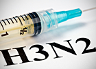 A syringe is shown with the caption 'H3N2' written below it.