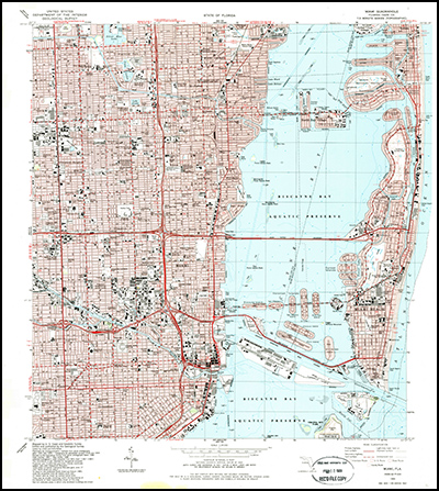 Thumbnail image of the 1988 Miami, Florida 7.5 minute series quadrangle (1:24,000-scale), Historical Topographic Map Collection. 