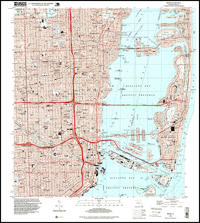 Thumbnail image of the 1994 Miami, Florida 7.5 minute series quadrangle (1:24,000-scale), Historical Topographic Map Collection.