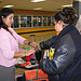 Drawing raffle winners at La Marque High School.