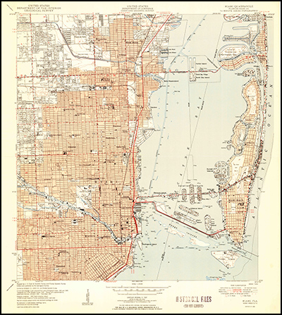 Thumbnail image of the 1950 Miami, Florida (without woodland) 7.5 minute series quadrangle (1:24,000-scale), Historical Topographic Map Collection. 