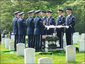 An in-ground burial at Arlington National Cemetery