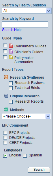 Search bar to find guides, reviews, and reports