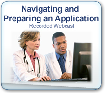 Navigating and Preparing an Application Webcast button