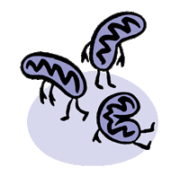 Cartoon of tired mitochondria