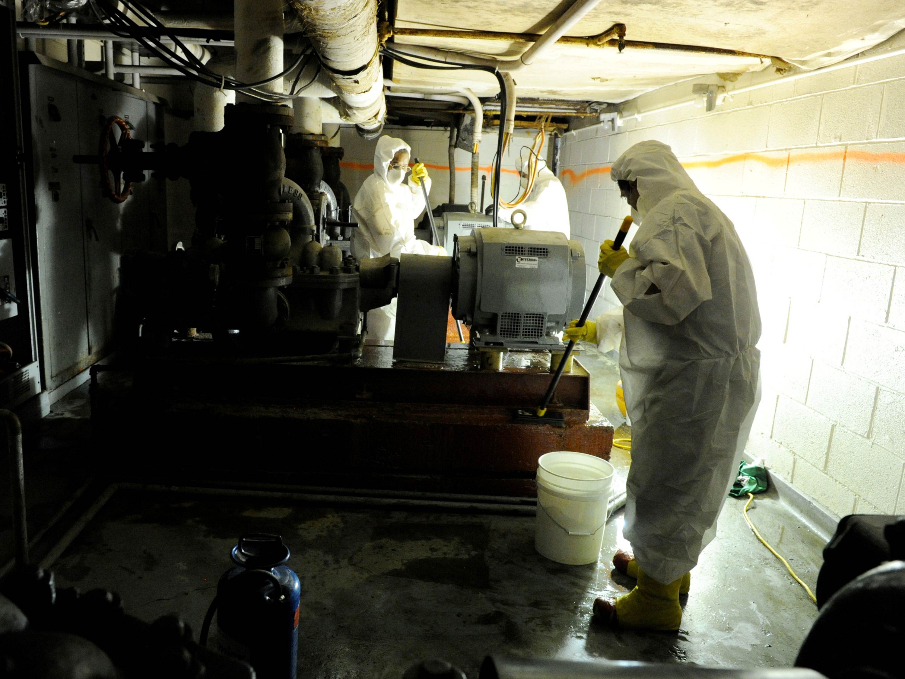 Crews work to cleanup parts of Bellevue hospital that were impacted by Hurricane Sandy (FEMA Photo).