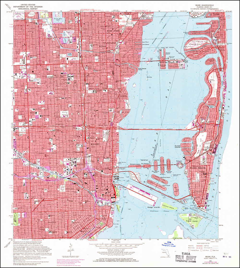 Browse image of the 1962 (Photorevised 1969) Miami, Florida 7.5 minute series quadrangle (1:24,000-scale), Historical Topographic Map Collection. 