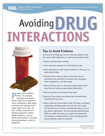 Avoiding Drug Interactions - Image link to PDF version of Consumer Update