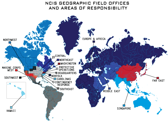 NCIS Geographic Field OFfices and Areas of Responsibility