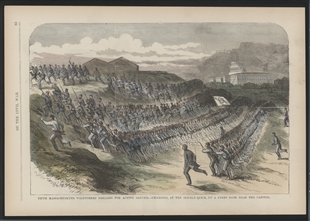 Fifth Massachusetts Volunteers Drilling for Active Service.--Charging, at the Double Quick, Up a Steep Bank Near the Capitol