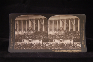 President Taft Acknowledging Applause of Crowds Before Leaving for the White House Stereoview