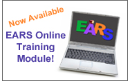 "Now Available: EARS Online Training Module" image of computer with "EARS" displayed on screen.