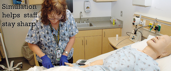 A VA NWIHCS nurse completes a training scenario at the Sorrell Center.
