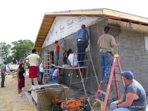 Students of the Cody-Kilgore schools and area residents are working to complete a straw-bale building, an environmentally-friendly design that uses straw as insulation. Start-up funding was provided through USDA Rural Development and matched with cash, material and sweat equity contributions. Photos courtesy of the Village of Cody. 