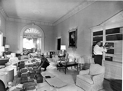 Northwest View of Second Floor Corridor of White House during the Renovation, 03/24/1952