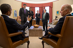 Secretary Geithner attends meeting in the Oval Office