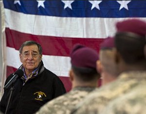 U.S. Defense Secretary Leon Panetta will be in London and will meet with British leaders. Panetta is touring Europe to talk with leaders in key allied nations. Above: Panetta at the U.S. Army Garrison Vicenza, Italy (DoD photo)