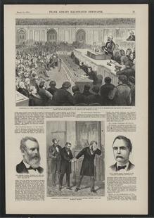 Hon Heister Clymer, Chairman of the Committee on Expenditures in the War Department, Reading to the House of Representatives the Report and Resolutions Asking for the Impeachment of W.W. Belknap, Late Sec. of War