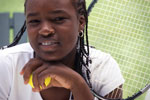 Girl holding tennis racket