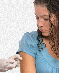 Woman getting flu shot