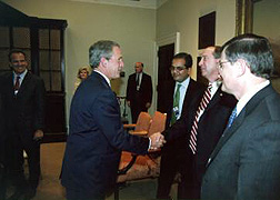 David Barron, BellSouth’s Assistant Vice President for Federal Relations and National Security, receives a White House welcome from President George W. Bush