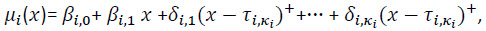 Equation of the joinpoint regression mean function