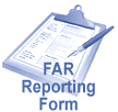 Image of clip board with form and ink pen, and the words: FAR Reporting Form
