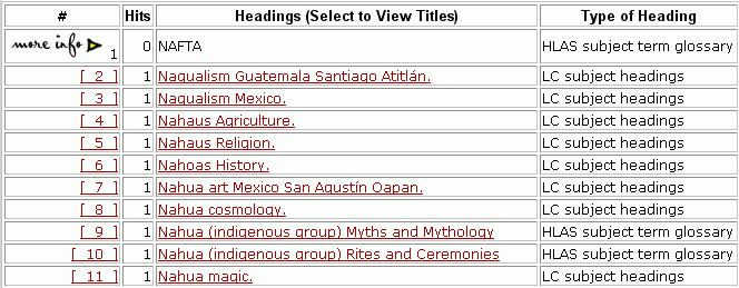 Image of Headings display for search on NAFTA