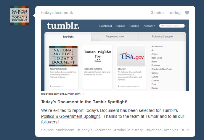 Today's Document in the Tumblr Spotlight