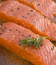 Raw salmon fillets