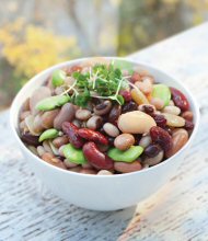 A bowl of beans prepared as a salad