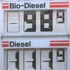 Image of a gas pump showing biodiesel costing less than conventional diesel