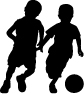 Illustration of two kids playing with ball