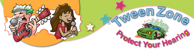Banner for Tweenzone page. Illustrated image of tween rocker on a curve with stars