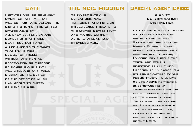 NCIS Oath, Mission and Creed