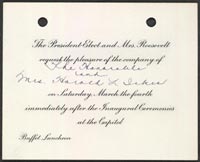 Invitation to White House luncheon buffet, March 4, 1933