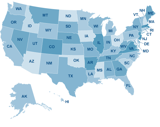 Map of the United States with Links to email addresses of local Construction and Valuation staff