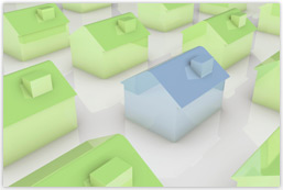 An illustration of houses in a cluster